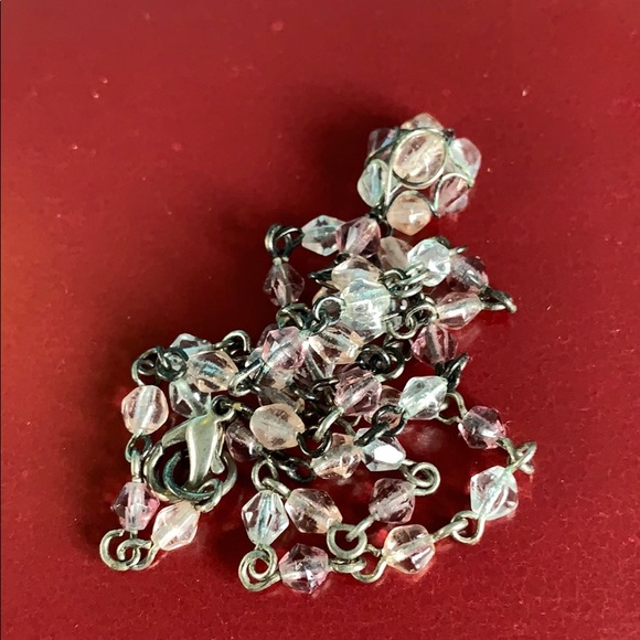 Necklace light pink see through beaded in chain - Picture 11 of 12